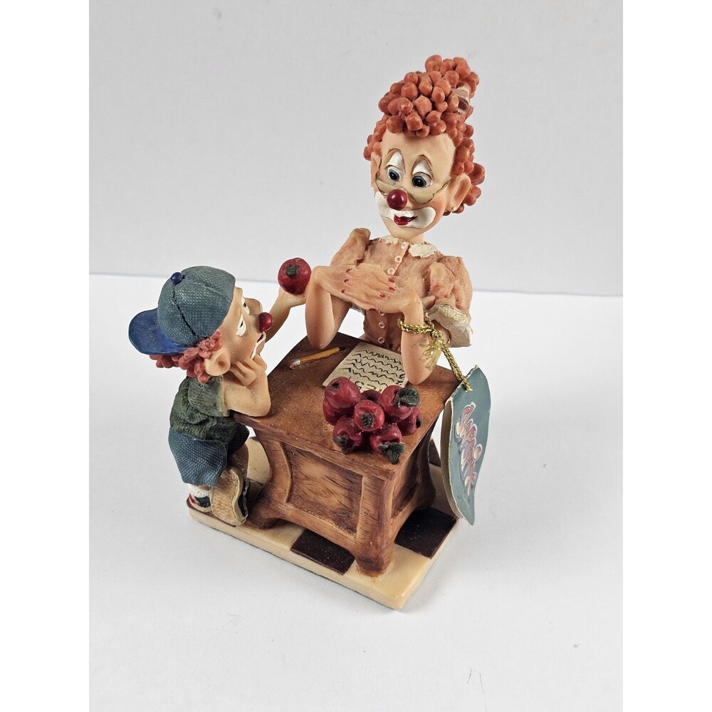 Vintage Slapstix by Cast Art Teacher Of The Year Figurine Clown Red Apples 1997